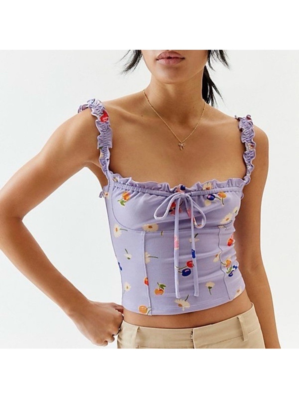 URBAN OUTFITTERS UO Elsa Floral Tank Top Purple Small S
